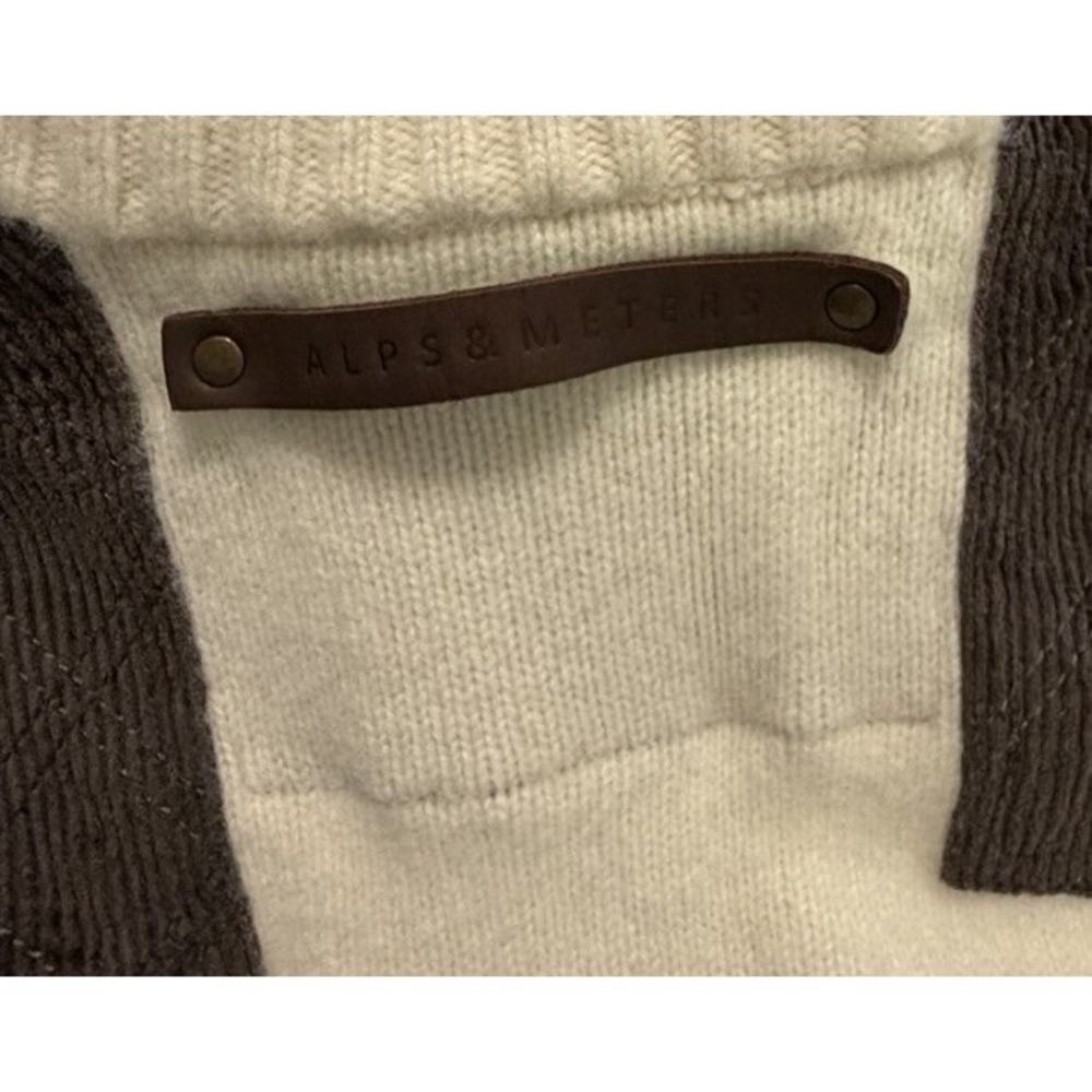 Alps & Meters Men's High West Guide Sweater Ivory Merino Wool Corduroy 1/4 Zip L - Picture 7 of 13